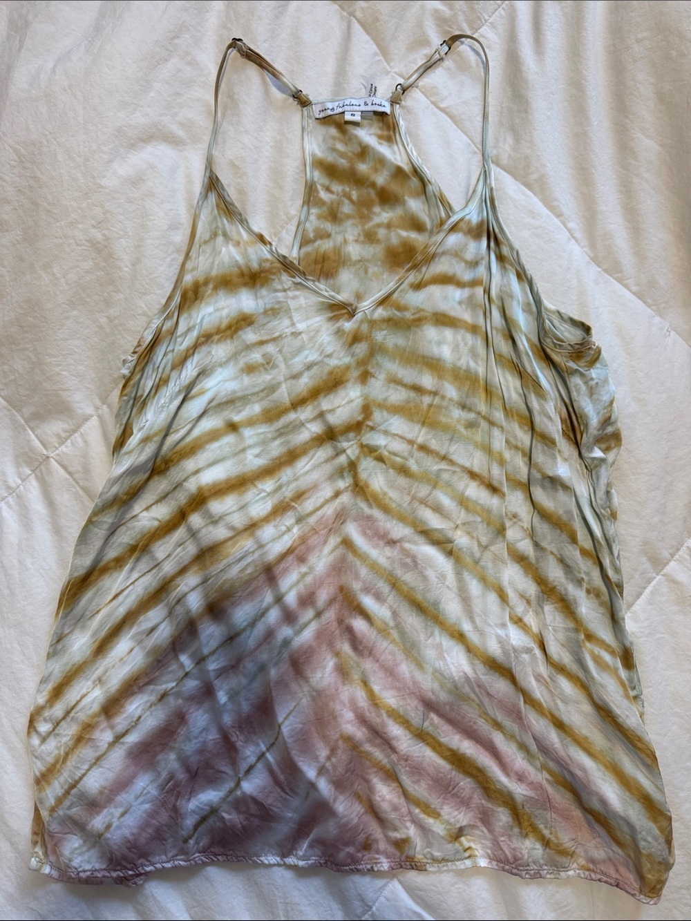 Young Fabulous & Broke Olive & Blush Tie-Dye Racerback Silk Cami